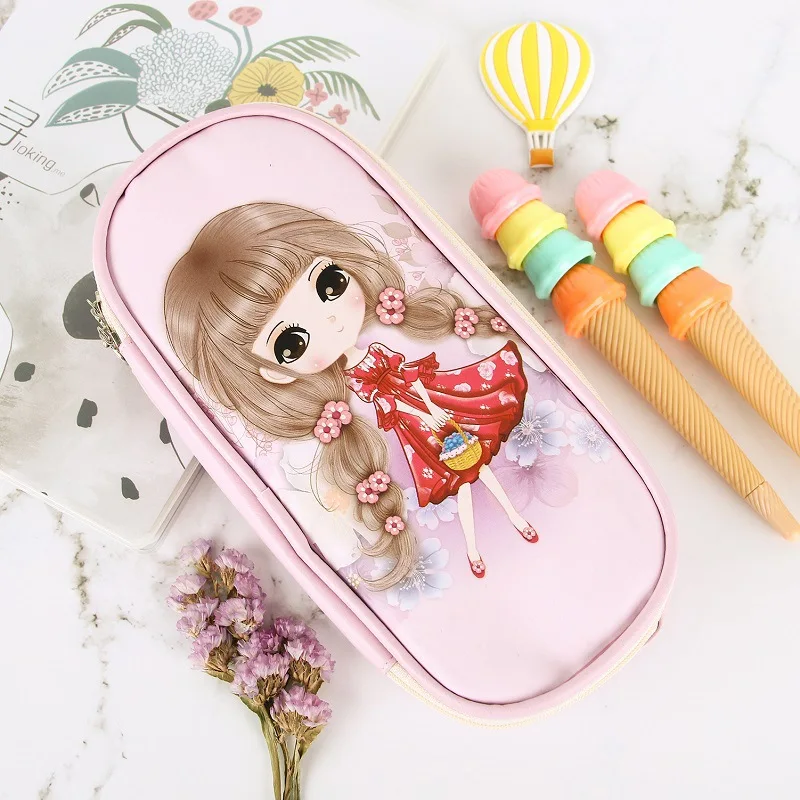 Девушка Пенал школьный принадлежности Trousse Scolaire Stylo Estuche Escolar Kalemlik Pencilcase Kalem Kutusu Estuche Box Cute