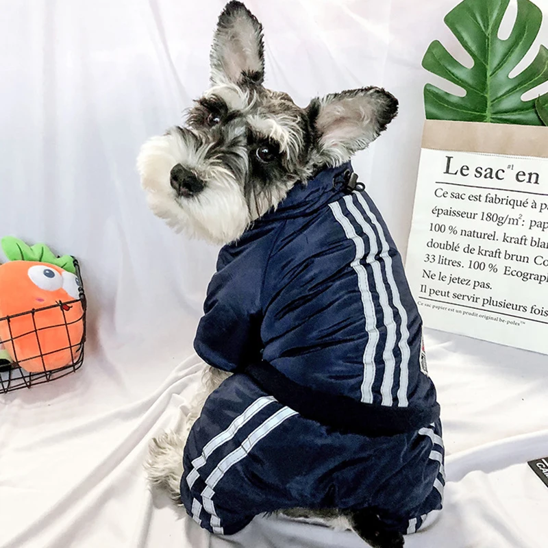 

French Bulldog Thick Jumpsuit Warm Winter Pet Dog Clothtes for Small Dogs Chihuahua Reflective Stripe Coat Pug Jacket Outfit