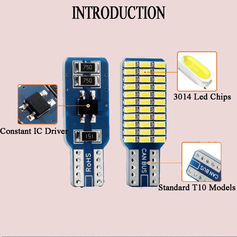 100 шт. Canbus T10 3014 33 SMD светодиодный индикатор без ошибок 9 16 В постоянного тока