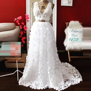 

Unique Design Women Skirt Customized A Line Floor Length Full Maxi Skirt Applique White Long Tulle Skirt Formal Wedding Style