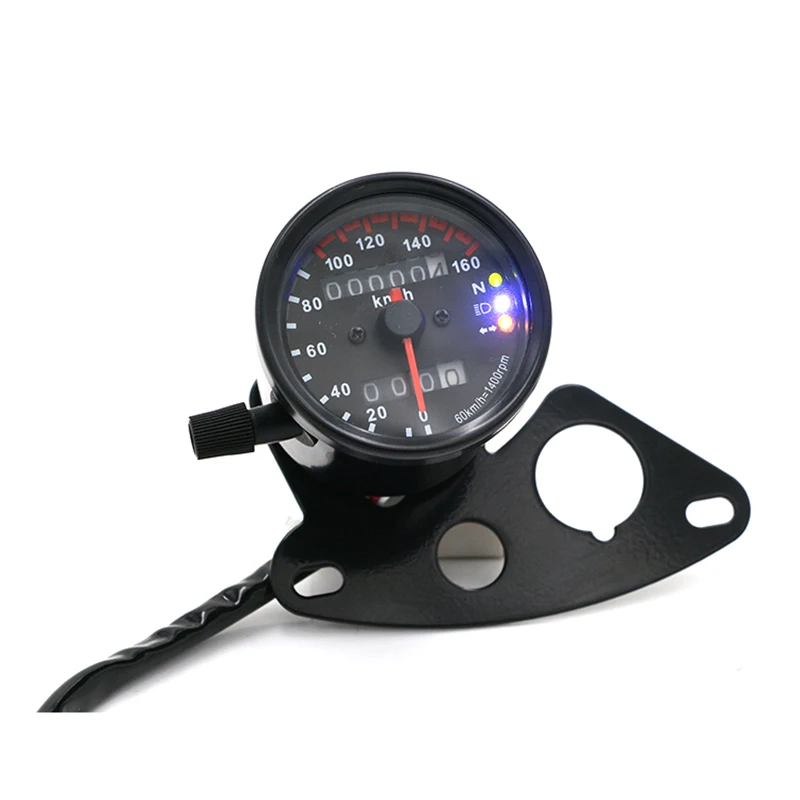 Motorcycle Retro Black Refit Speedometer Tachometer Odometer with Bracket Motorbike Moto Meter Scooter Motor Vintage Instrument