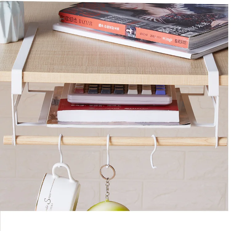 

Iron Art kitchen organizer Under the kitchen cabinet with 3 hooks use for kitchen towel Cup Dish and plate's storage