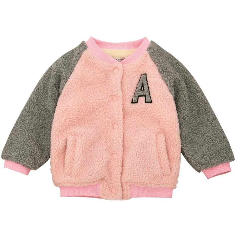 WDBOO Kids Unisex Pink Lambs Jacket Toddler Button Up Cozy Bomber Coat