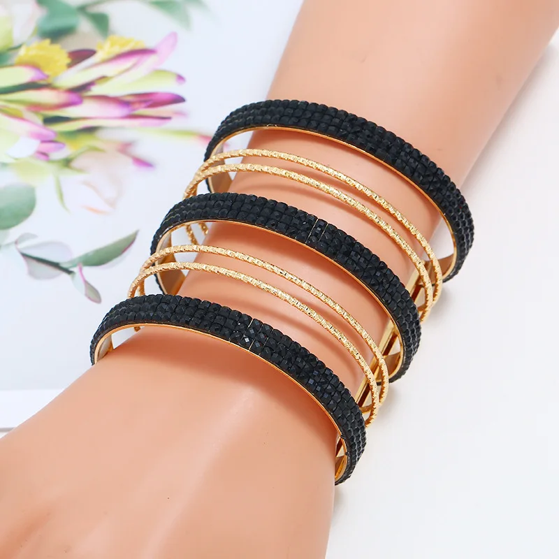 

LiuXSP 7 Styles Creative Mosaic Multi-layer Crystal Fashion Bangles Punk Ladies Men's Bangles Best Gift Jewelry Open Bangles