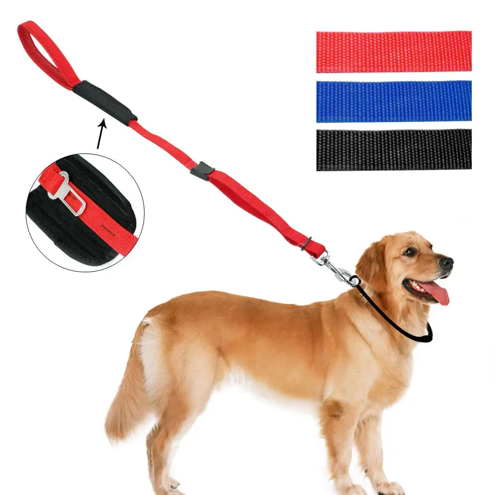 Нейлоновый Регулируемый автомобильный ремень безопасности для собак, поводок для прогулок, поводок для путешествий, черный, синий, красный