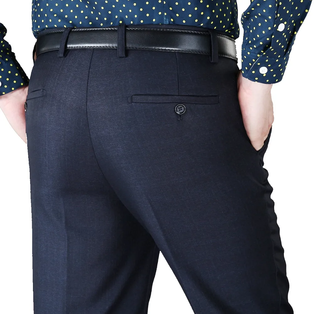 Mens Suit Pants Fleece Thicken Business Pants Autumn Winter Mens Casual