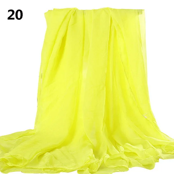 Летний Одноцветный шелковый шарф, женские шифоновые шарфы, Солнцезащитный Женский шарф Foulards Femme, женский роскошный брендовый шарф - Цвет: 20