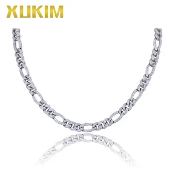 

Xukim Jewelry IOC001 18 inch AAA Zircon Iced Out Gold Figaro Chain 24inch Chain