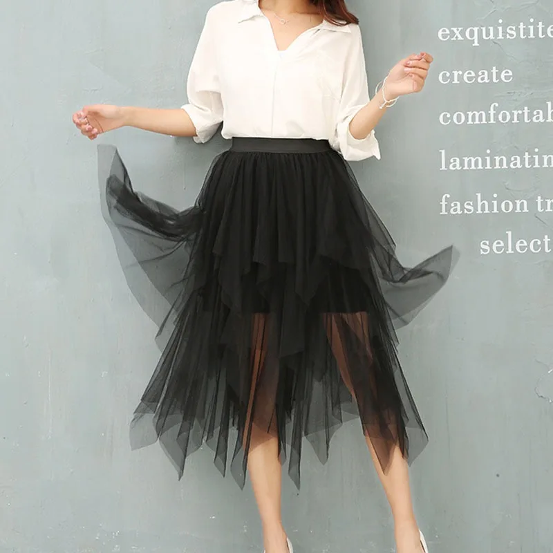 2019 весенние модные женские юбка из прозрачной ткани женская модная юбка средней длины юбки пачки