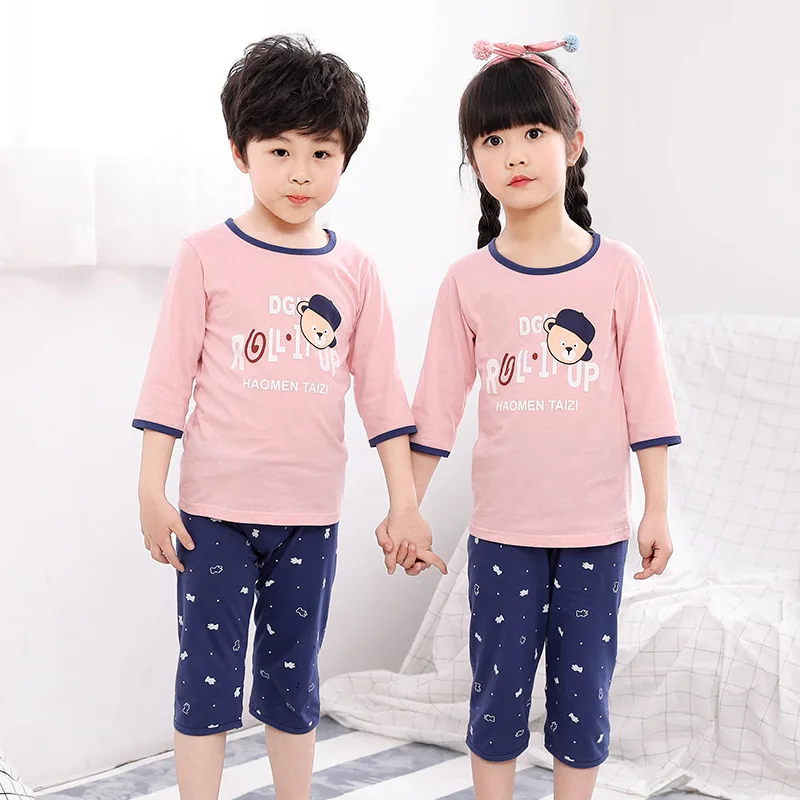 

Summer Kids Pajamas Sets Children Short Sleeve T-shirt+Pant Sleepwear Baby Boys Clothing Cartoon Pyjamas Kids Pajamas For Girls