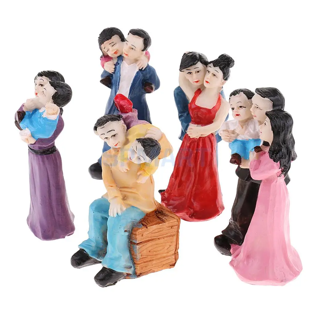 1 Set Resin Family Father Mother Children Model Miniature Statue for Sandplay Sand Table Game Parts Kids Toys Craft