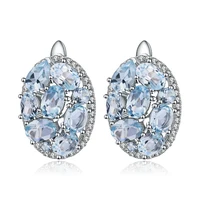 GEM'S BALLET Natural Sky Blue Topaz Pure 925 Sterling Silver Oval Clip Earrings Women Gift Vintage Luxury Fine Costume Jewelry - Image 6