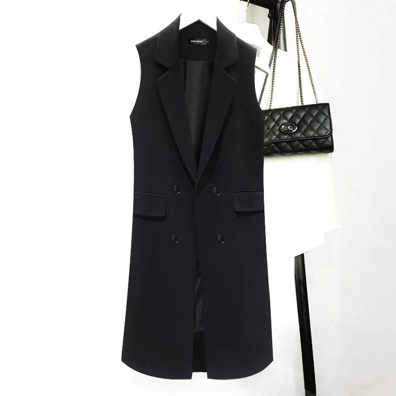 

Vest female long blazers 2018 spring autumn Korean self-cultivation vest sleeveless jacket large size suit vest black blazers