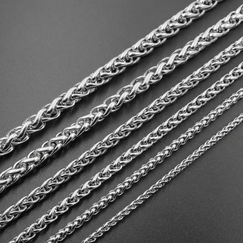 

3mm 4mm 5mm 6mm 7mm 8mm Men's Chain 316L Stainless Steel Braided Necklace Fashion Men Jewelry