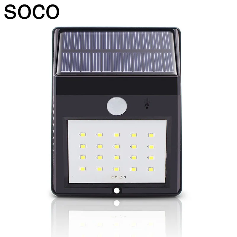 

SOCO Solar Wall Lamp Lights 20 LEDs Waterproof Rechargeable Solar Panel Outdoor Motion Sensor Simple Style Garden Yard Lighting