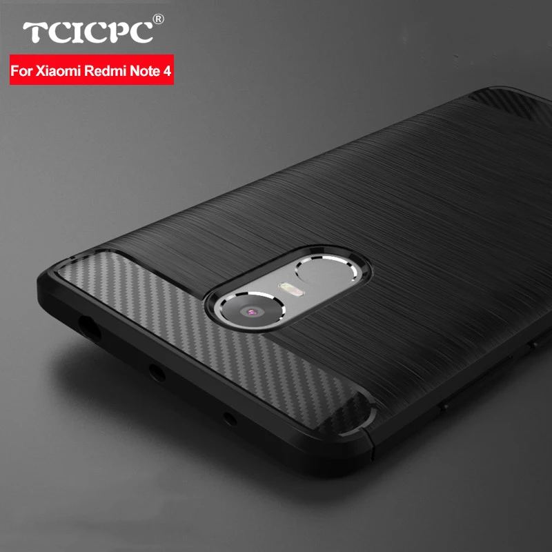 

TCICPC Case For Xiaomi Redmi Note 4 Redmi Note 4X Carbon Fiber Texture Brushed Soft Silicone TPU Back Cover case anti knock