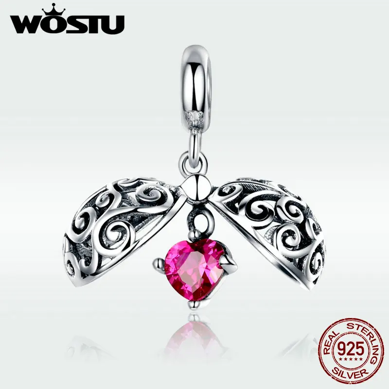 

WOSTU Unique 100% 925 Sterling Silver Open Heart Charms Love Beads Fit Original Bracelet Pendant Necklace Jewelry Making DXC1114