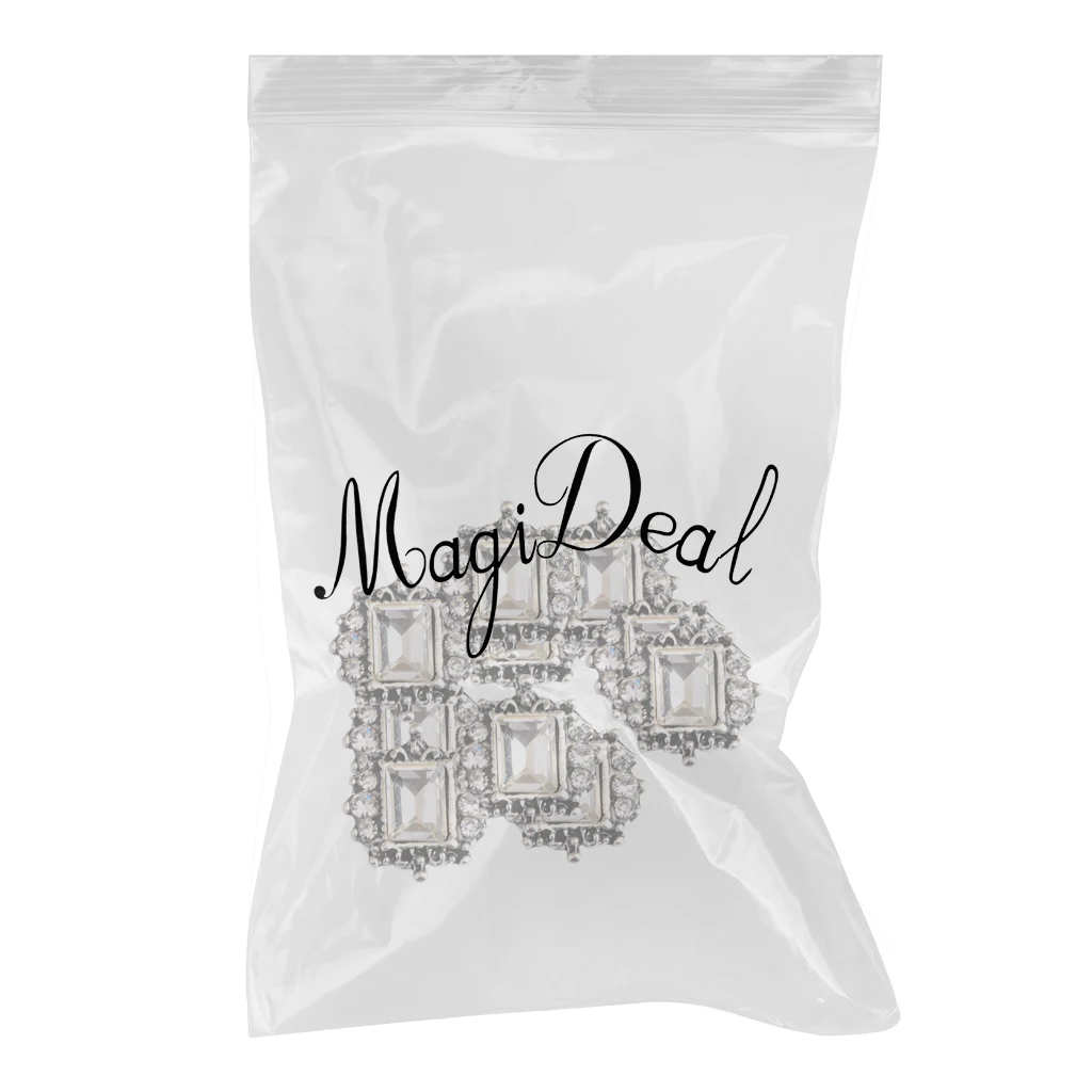 10pcs Square Crystal Rhinestone Flatback Buttons Embellishment Wedding Craft