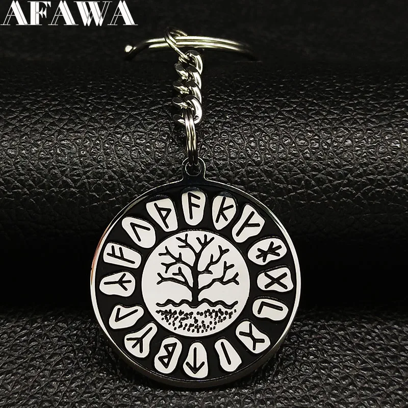 

2019 Fashion Black Tree of Life Stainless Steel Keyring for Men Silver Color Keychains Jewelry llaveros de acero K77478B