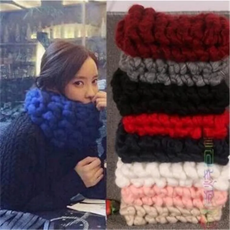 Корейская мода, высокое качество, женский зимний теплый вязаный шарф-шаль на шею, Толстый круглый шарф, шаль, ручная работа