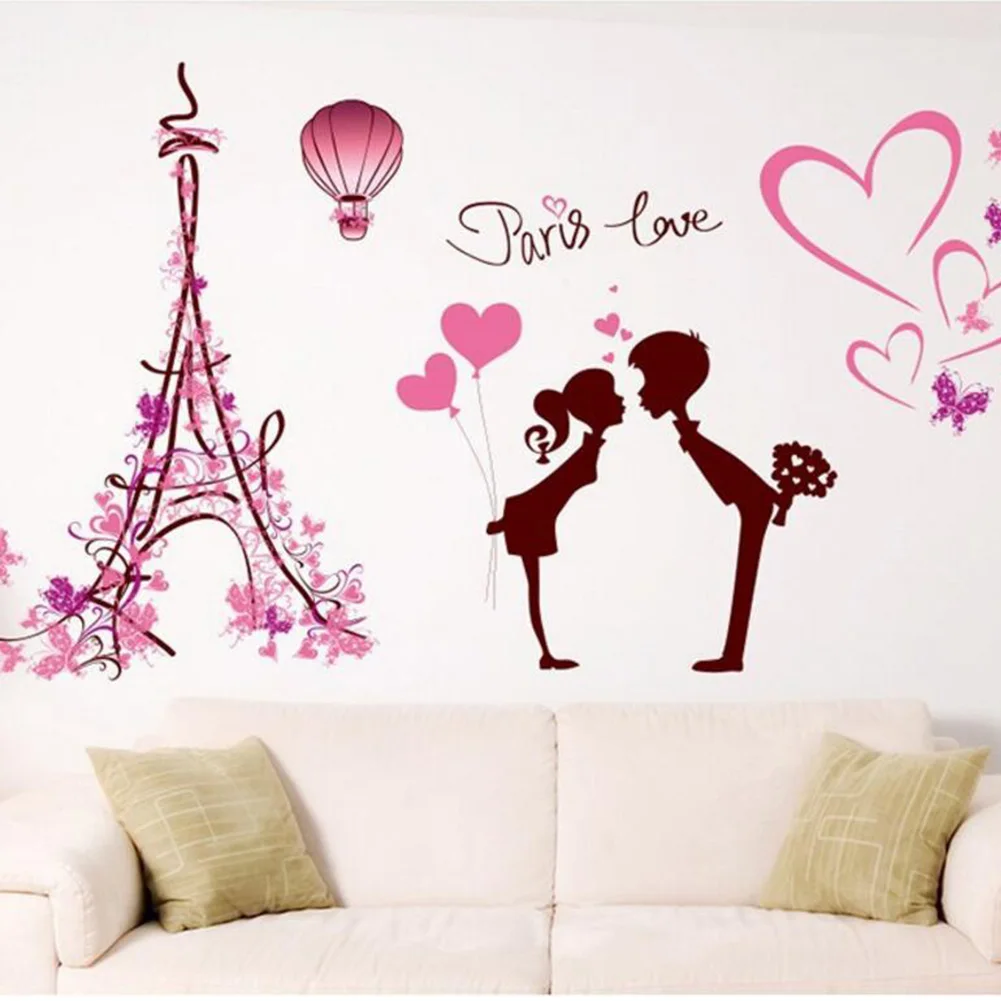 1 Paris DIY Love Couple Eiffel Tower PVC Wall Sticker Home Decoration