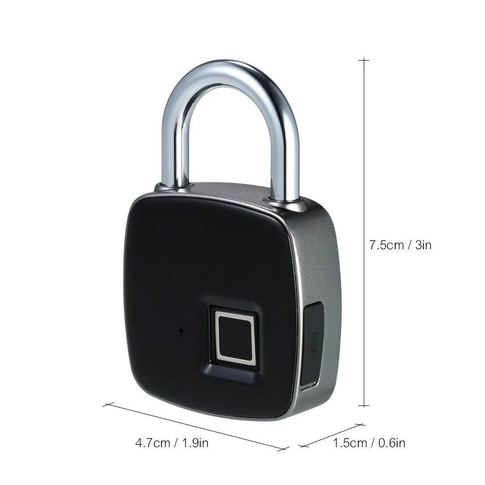 

Small fingerprint electronic intelligent padlock Non-password lock Household locker anti-theft fingerprint lock free shipping