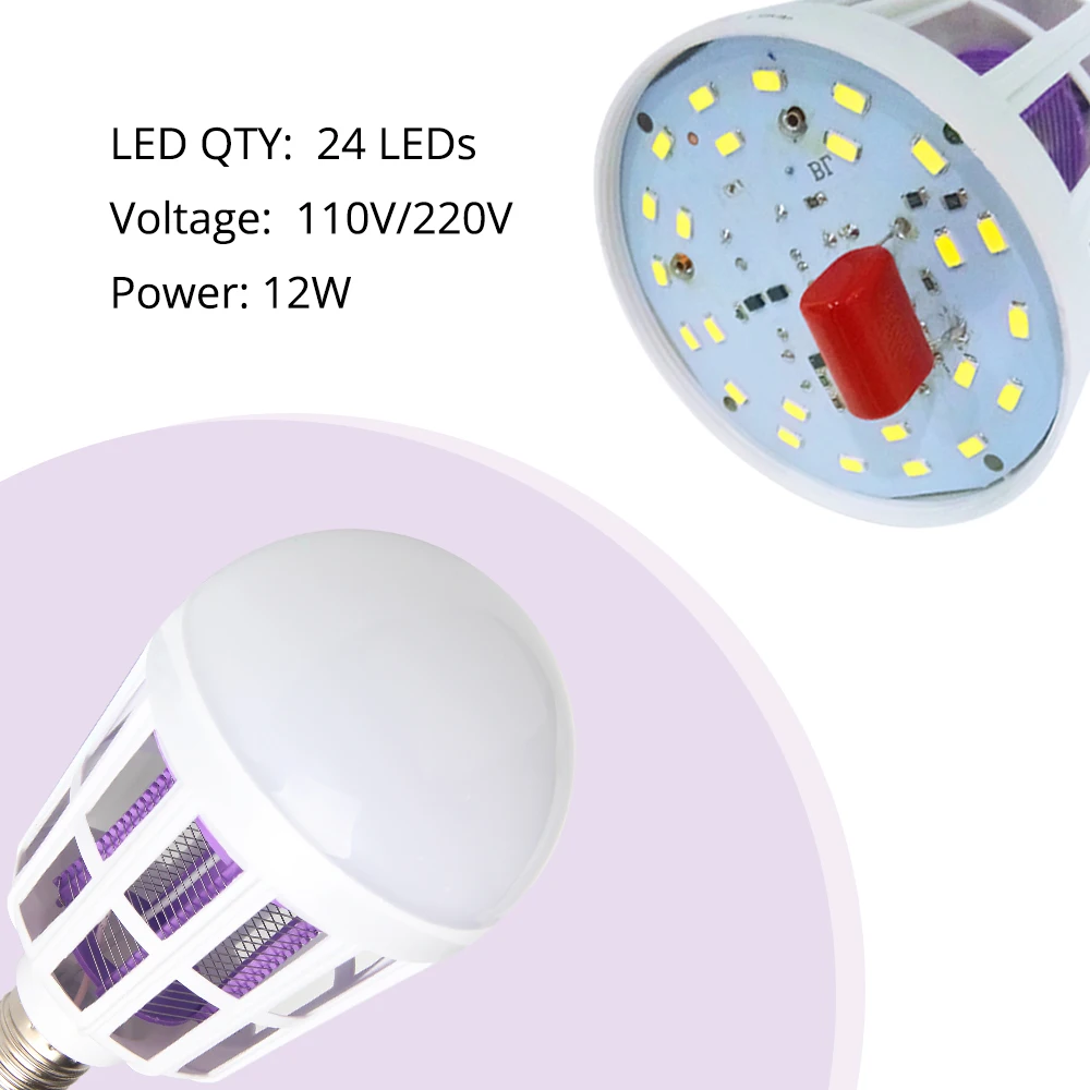 E27 Светодиодный светильник от комаров, лампа от комаров, электрическая ловушка, лампа от комаров, светодиодный светильник, ночник, AC 110/220 В