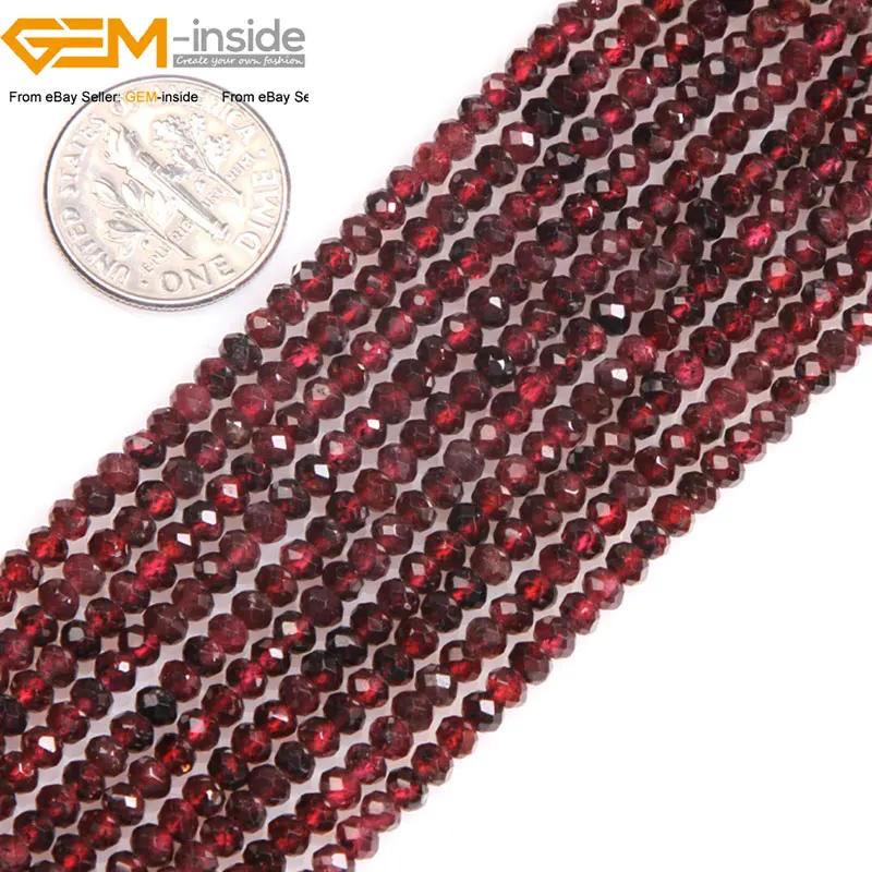 

Gem-inside Natural Faceted Heishi Rondelle Disc Spacer Red Wine Garnet Beads For Jewelry Making Strand 15inches DIY