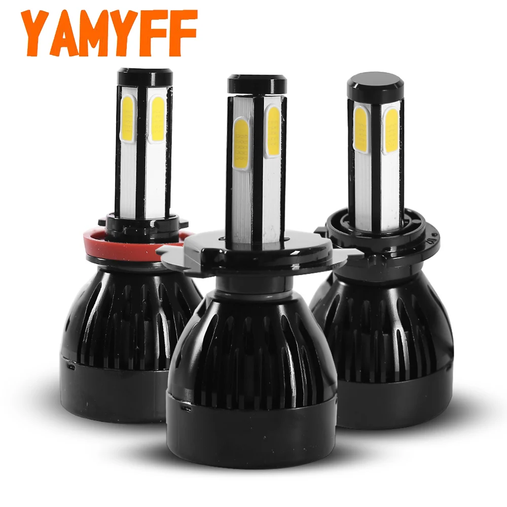 Yamyff Canbus фар H7 светодиодный лампы H4 лампа D1S D2S D3S D4S 9005 9006 H11 4 стороны COB 10000LM 6000 К фары авто Conversion Kit