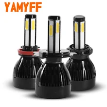 YAMYFF Canbus Headlight H7 LED Lamp H4 LED Bulbs D1S D2S D3S D4S 9005 9006 H11 4 Side COB 10000LM 6000K 12V LED Conversion Kit 