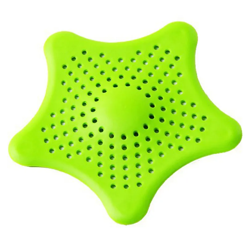 3 цвета пятиконечная звезда ПВХ фильтр для кухонной ванны канализационная Раковина фильтр для мусора фильтр для слива ловушка для ванной комнаты фильтр для раковины - Цвет: Зеленый
