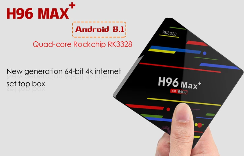 ТВ-приставка H96 MAX Plus на Android 8.1 от RUIJIE, смарт ТВ с четырехъядерным процессором RK3328 4 ГБ ОЗУ и 64 ГБ ПЗУ, ТВ-приставка c двумя диапазонами Wi-Fi 5 ГГц и 2,4 ГГц 4 ГБ ОЗУ 32 ГБ ПЗУ и разрешением 4K