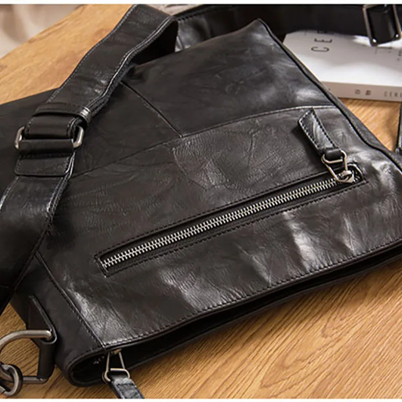AETOO Leather oblique cross bag, men's head leather hand-caught shoulder bag, personality business casual bag