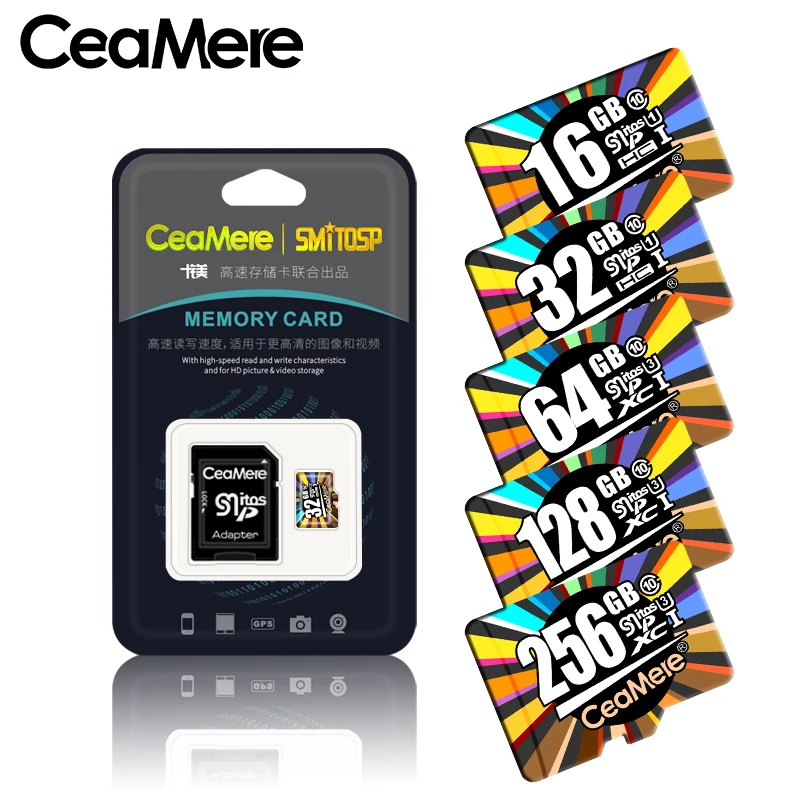 Дешевый CeaMere Micro SD карты Class10 UHS 1 8 GB Class6 16 GB 32 GB U1 64 GB 128 GB 256 GB U3 флэш карта памяти Microsd для смартфонов