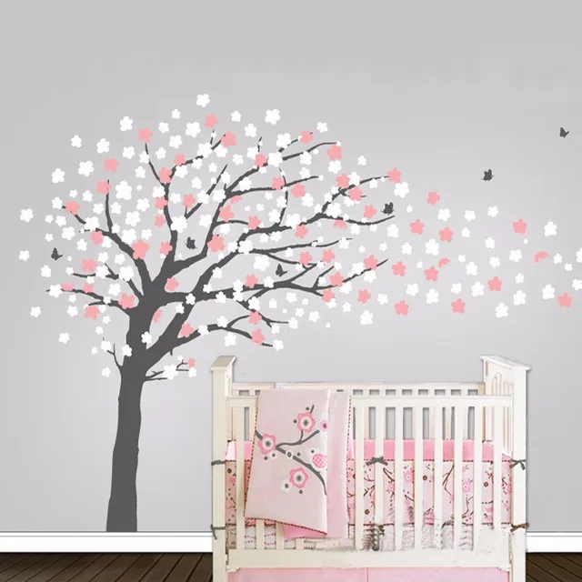 Huge Nursery Erfly Tree Cherry Blossom Wall Decals With Huge Nursery Erfly Tree Cherry Blossom Wall Decals With Erflies Mural Decoration Stickers For Kids