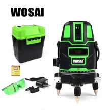 WOSAI Green Laser Level 5 Lines 6 Points 360 Degrees Rotary Outdoor 635nm Corss Line Lazer Level Points Level Tilt Function