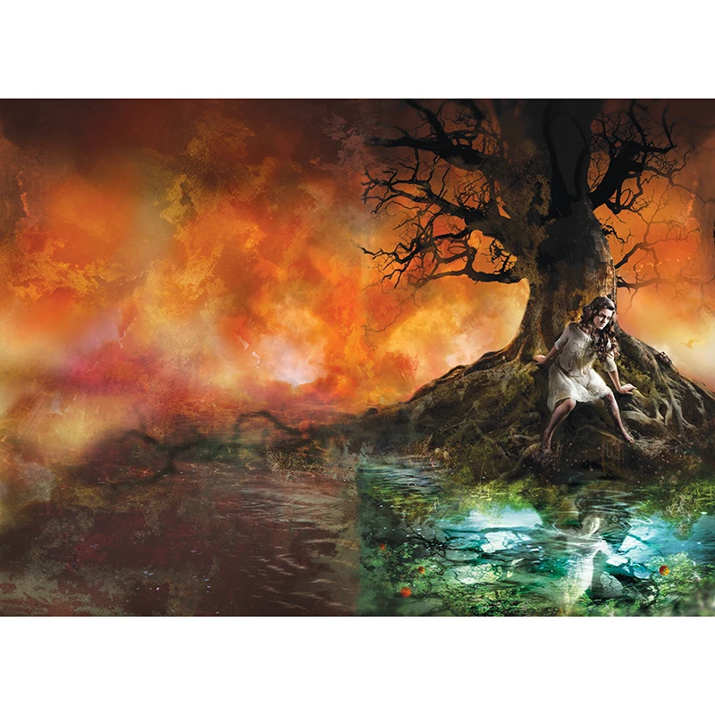 Full SquareRound Drill 5D DIY Diamond Painting The little girl under the big tree 3D  Embroidery Cross Stitch Mosaic Home Decor