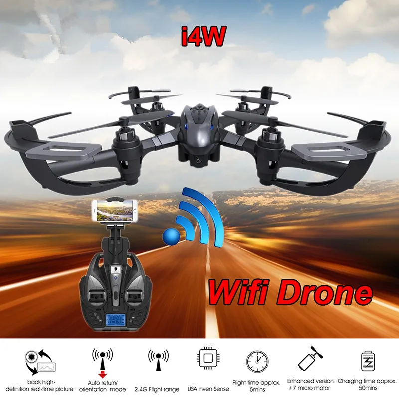 Price  WIFI RC Drone i4w RC Quadcopter With WIFI Camera One Key Return Remote Control toy WIFI FPV Aerial 