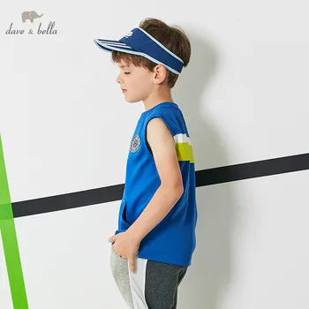 

DBK9741 dave bella kids boys summer infant t-shirt toddler top 5Y-13Y children high quality tees sleeveless blue clothes