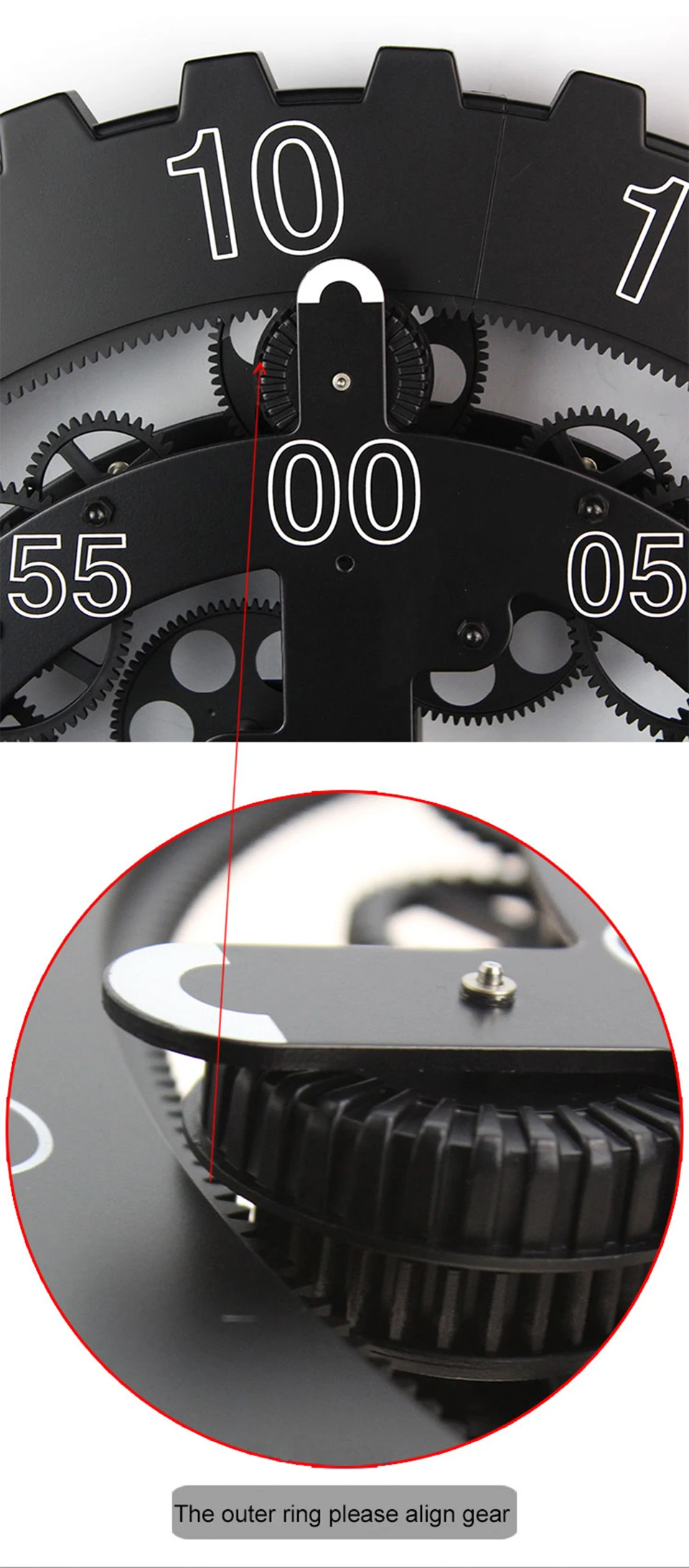 Большие механические стильные настенные часы, современные DIY кварцевые настенные часы с зубчатым механизмом, многофункциональные настенные часы с зубчатым механизмом, домашний декор