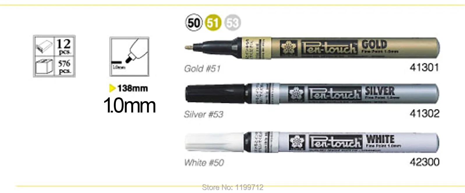 YQB 3 шт./компл. Сакура ручка сенсорный наконечник пули маркер краски золото серебро белый 1,0 F