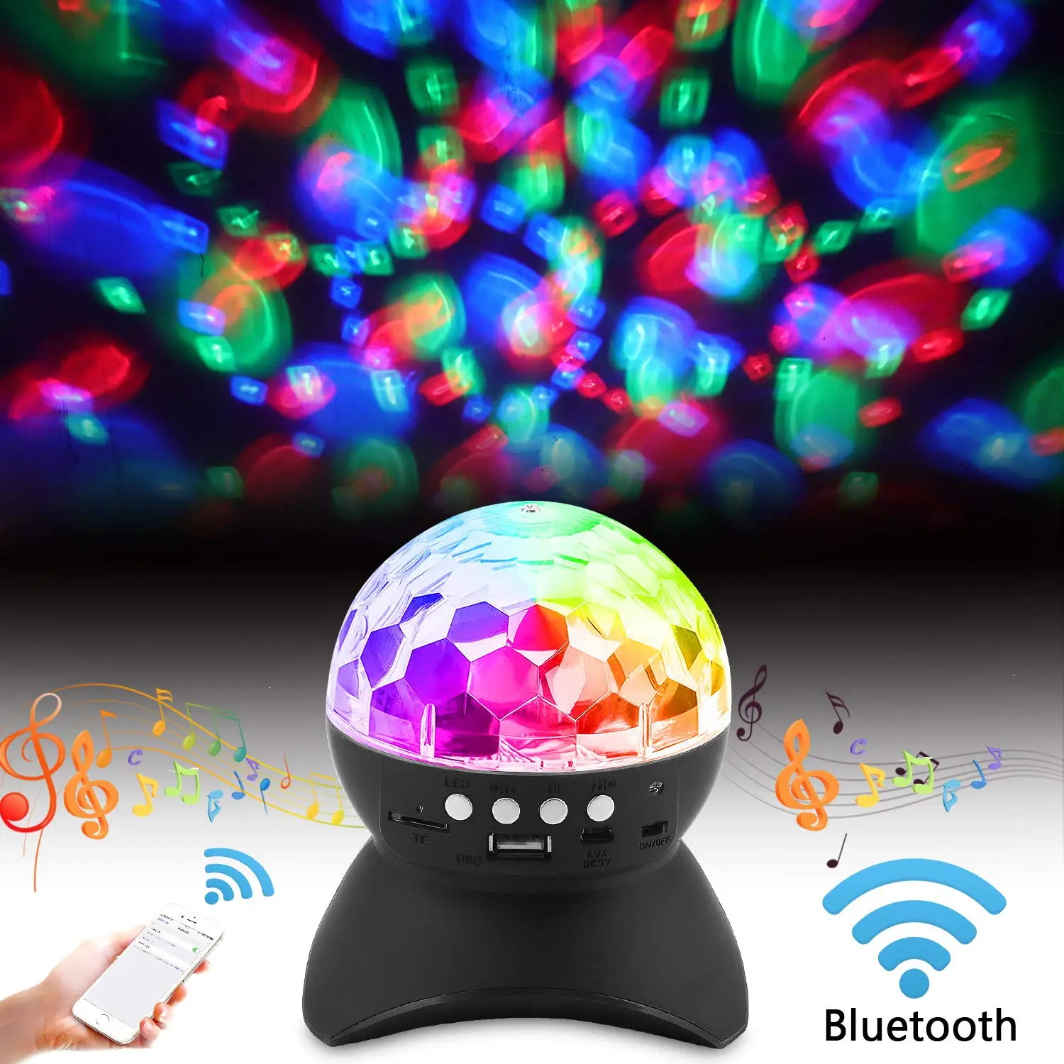 

Star Project master Stage Lighting Wireless Bluetooth Light Speaker LED Rotating Crystal Magic Ball DJ Stereo Speaker Homeparty
