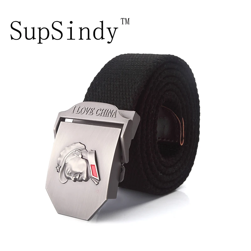 

SupSindy men's canvas belt Chairman Mao metal buckle military belt Army tactical belts for Male top quality men strap Army green