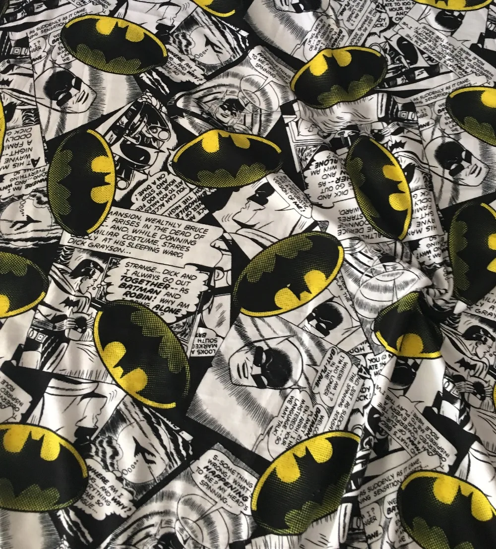 170*50 см крутой супер герой Бэтмен эластичность лайкра Трикотажная хлопковая ткань для шитья жир стеганая Лоскутная Одежда для мальчиков