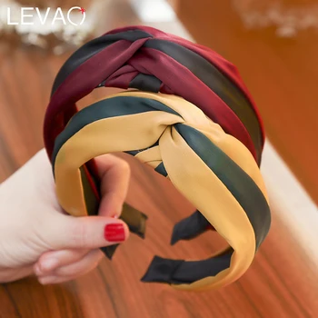 

Levao New Cross Knot Headband Women's Hair Accessories Cotton Blends Wide Headband Patchwork Hair Band Hoop Hairbands
