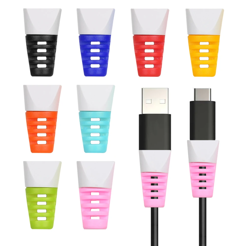 

2pcs Colorful Cable protector winder Data Line Case Rope Protection Spring twine For iPhone Android USB Charging Cable Cover