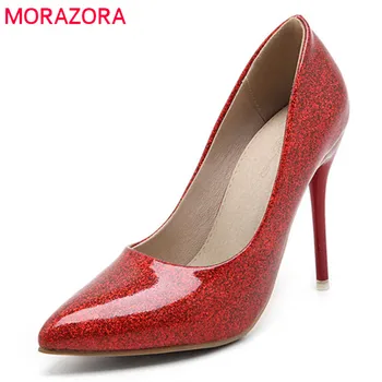 

MORAZORA 2020 hot sale pumps women shoes shallow pointed spring summer ladies shoes elegant wedding shoes thin high heels shoes