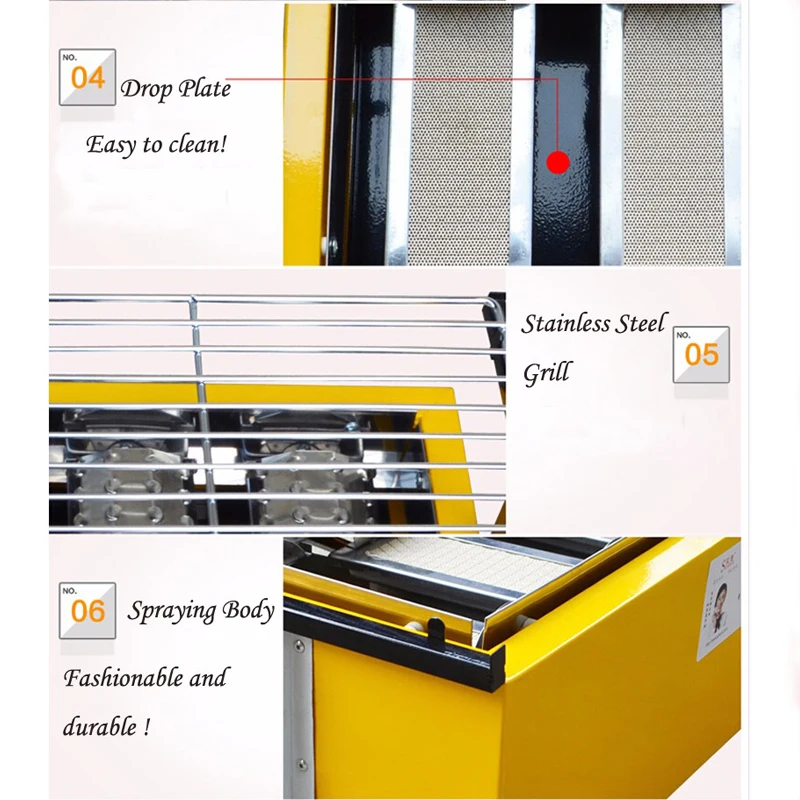 GZZT Barbecue LPG Gas Grill Buy One Get BBQ Mat 3 Burners BBQ Grill Smokeless Environmental Grill With Stainless Steel Shield