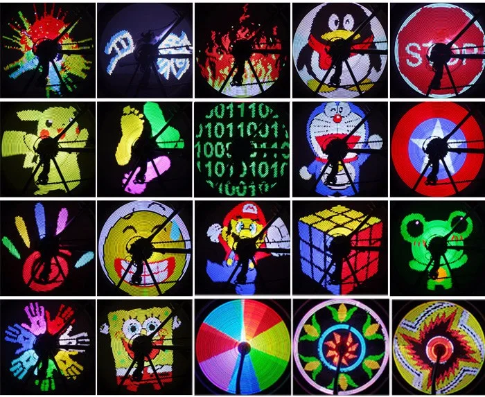 YQ8003 DIY Programmable Bicycle Spoke Bike Wheel LED Light Double Sided Screen Display Image for Night Cycling