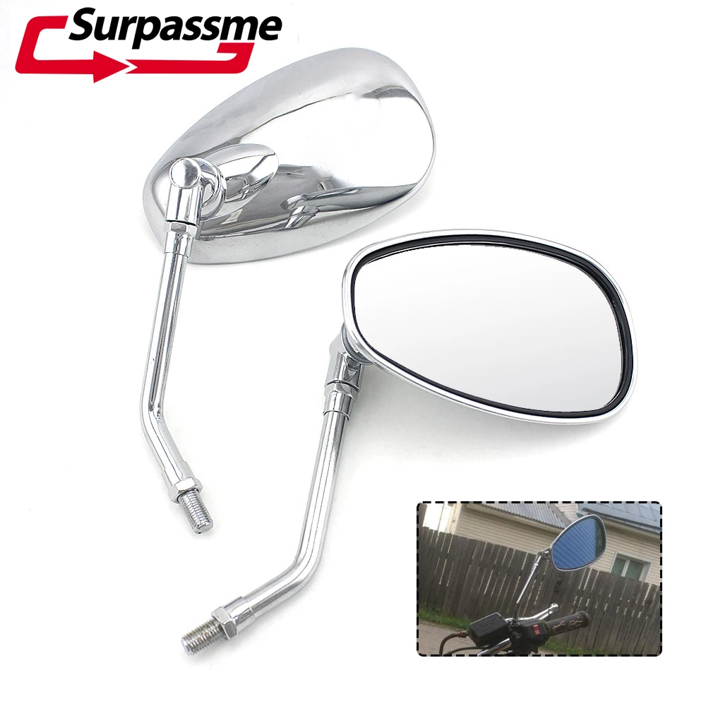 

A Pair Universal Motorcycle Rearview Mirror 10mm Silver Motorcycle Mirrors For Honda Shadow 750 VFR 800 Motorcycle Accessories